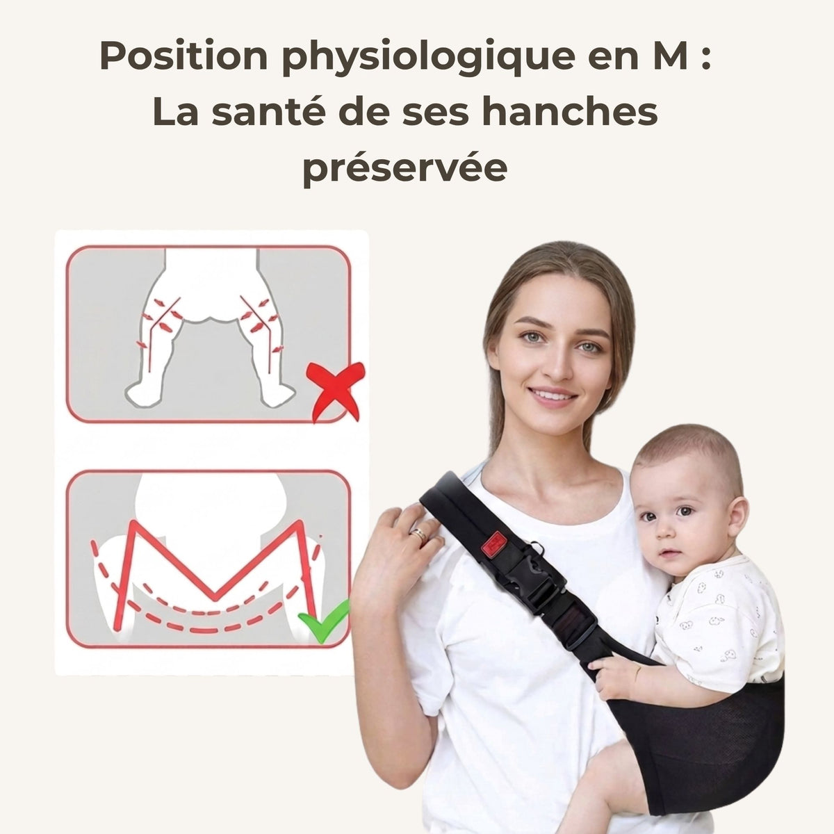 Porte-Bébé Latéral - 100% mains libres